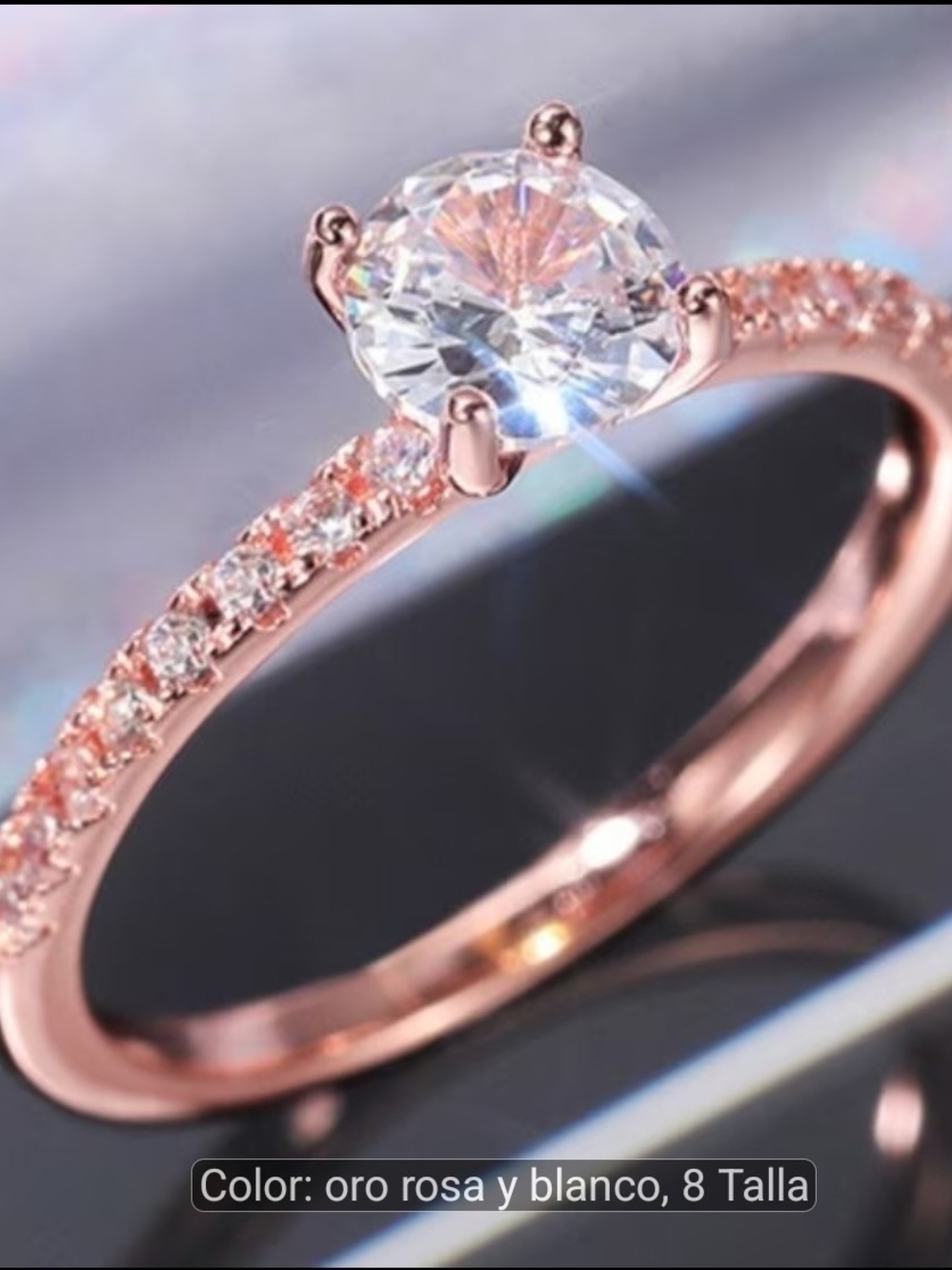 Rose Gold Solitaire Cubic Zirconia Engagement Ring - Women Jewelry